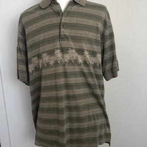 Izod Golf Polo short sleeve tan olive green stripe